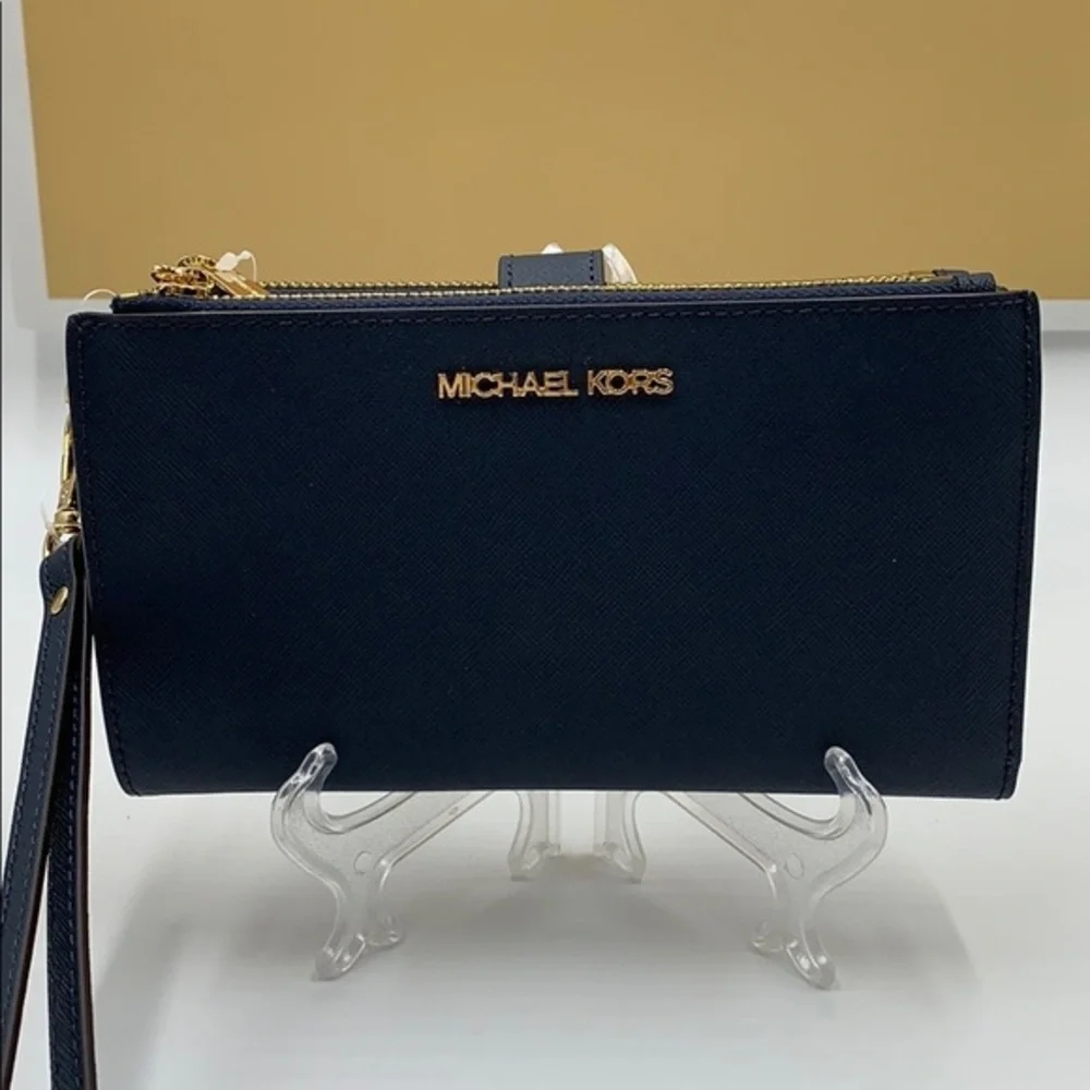 MICHAEL KORS LG DOUBLE ZIP WRISTLET NAVY